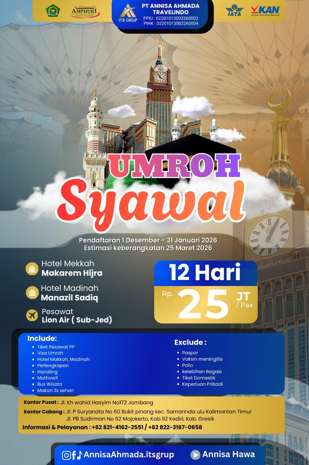 Promo Umroh Syawal 12 Hari 25 juta